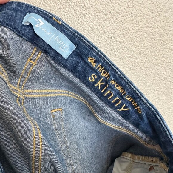 7 for All Mankind High Waist Ankle Skinny Jeans Size 28 Released Hem Side Splits - Picture 7 of 10